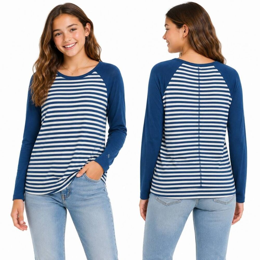 Old Navy Blue Stripe Raglan Tee Youth XL 14